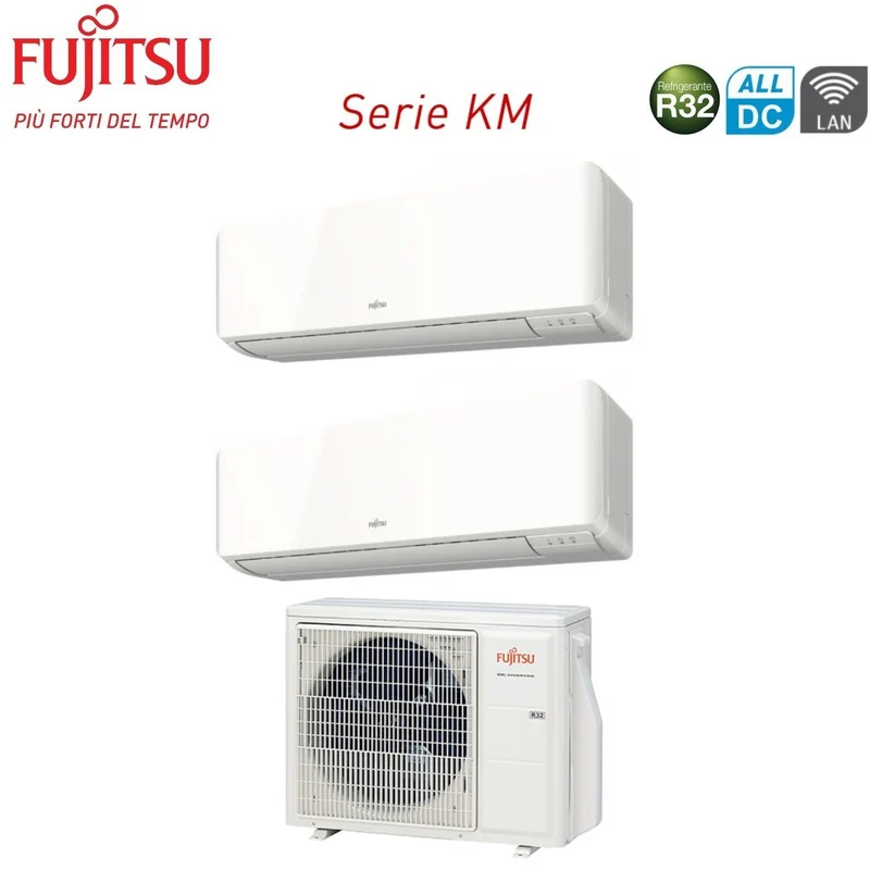 Climatizzatore Condizionatore Fujitsu Dual Split Inverter serie KM 12+12 con AOYG18KBTA2 R-32 Wi-Fi Optional 12000+12000 - Novità