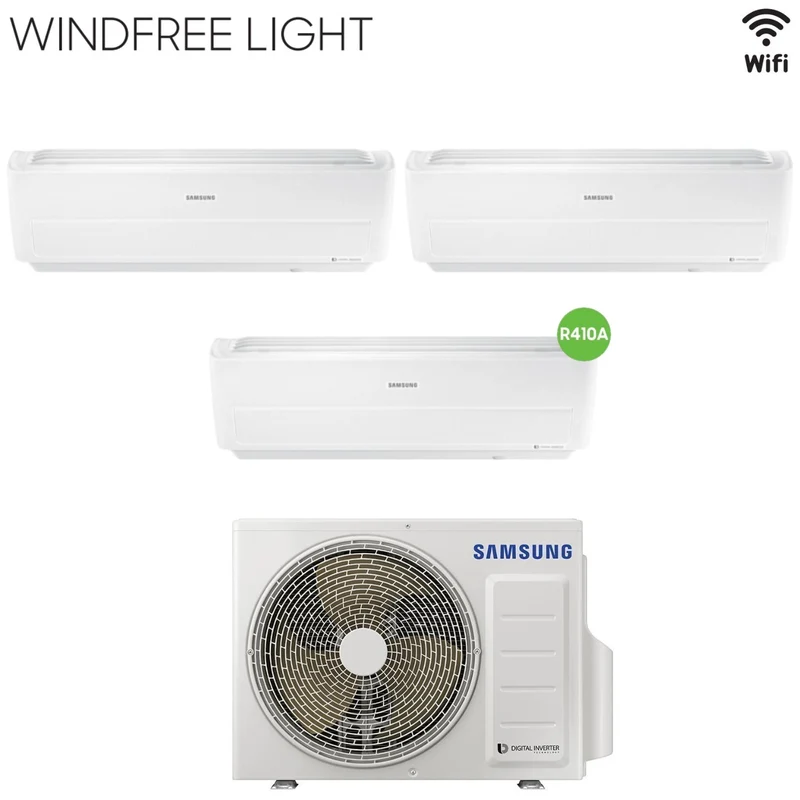 Climatizzatore Condizionatore Samsung Trial Split Inverter serie WINDFREE LIGHT 12+12+12 con AJ068MCJ R-410 Wi-Fi Integrato 12000+12000+12000