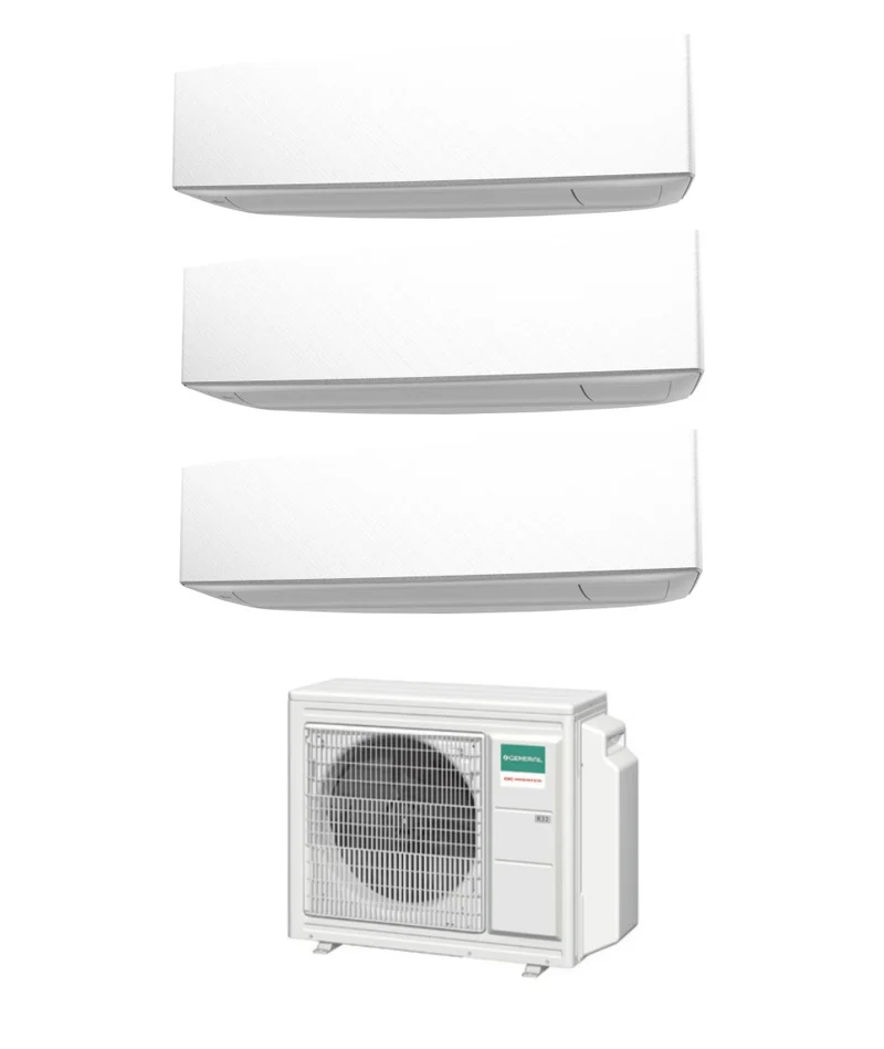 Climatizzatore Condizionatore General Fujitsu Trial Split Inverter KETA White 7+7+9 btu con AOHG18KBTA3 R-32 7000+7000+9000 Wi-Fi Optional - Novita'