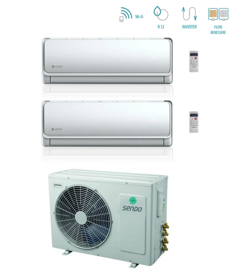Climatizzatore Condizionatore Dual Split Inverter Sendo IKAROS L 9000+12000 con SFM-21OU3 R-32 Wi-Fi Integrato 9+12
