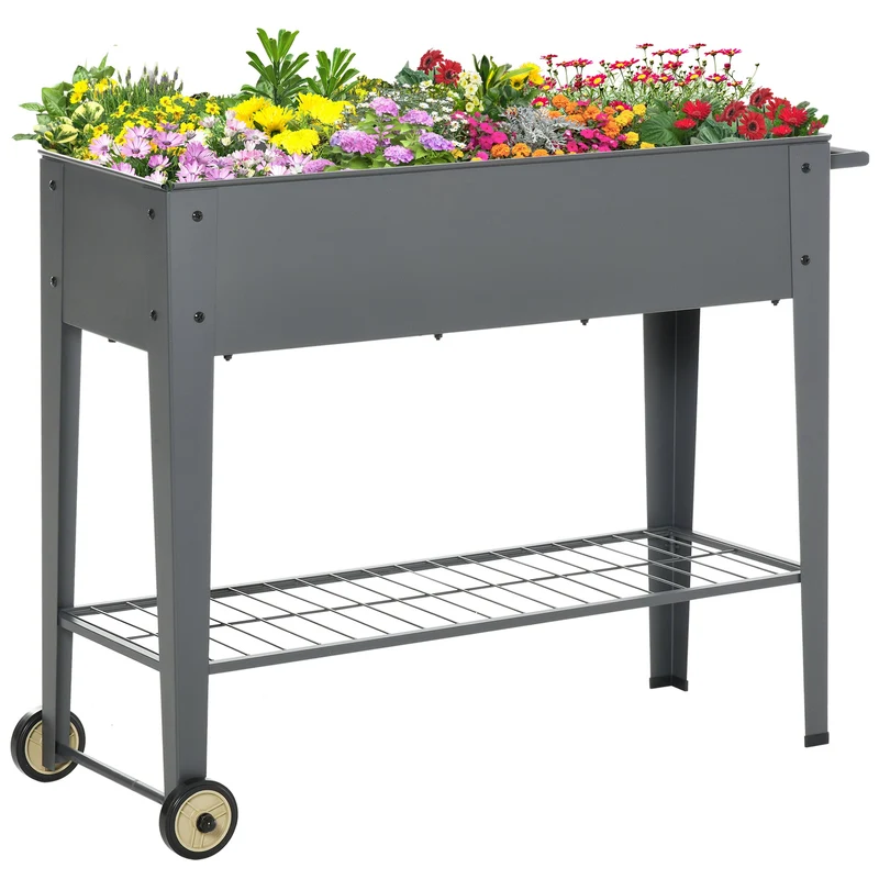 Portapiante Fioriera da Giardino 104x39x80 cm in Metallo Grigio