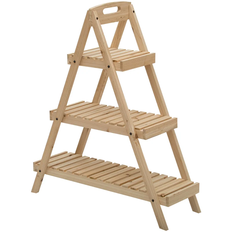 Portapiante Fioriera 3 Livelli 86x28x100 cm Piramide in Legno di Abete Bianco