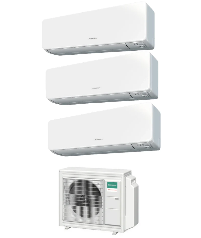 Climatizzatore Condizionatore General Fujitsu Trial Split Inverter KGTB 9+9+9 btu con AOHG24KBTA3 R-32 9000+9000+9000 Wi-Fi Optional - Novita'