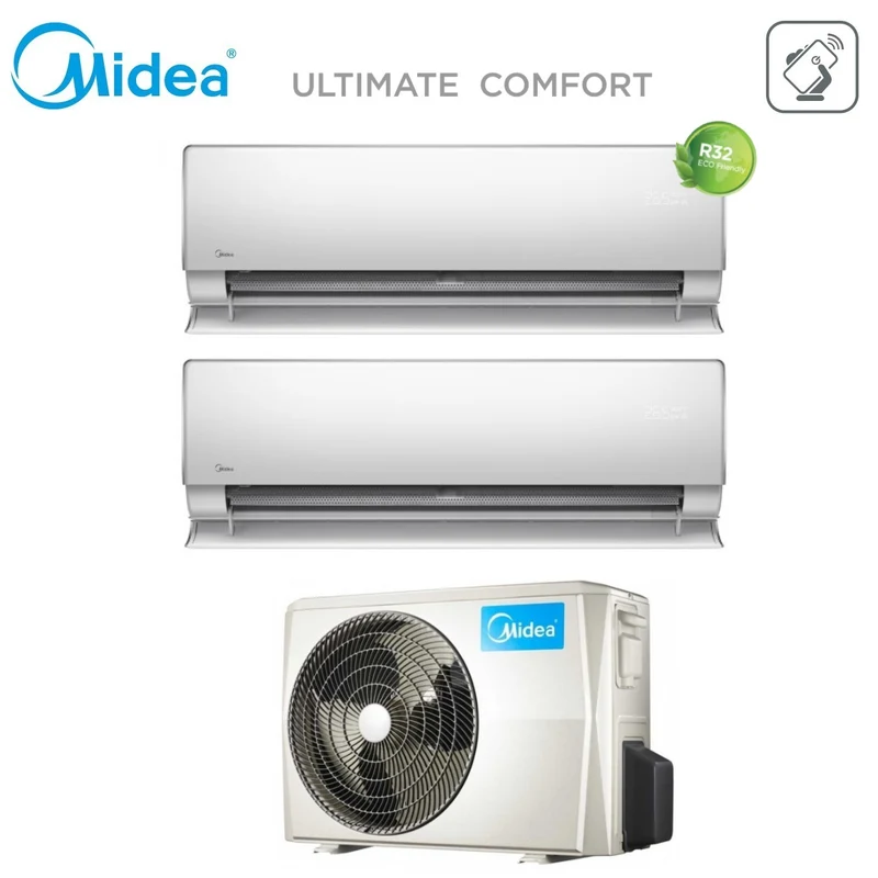 Climatizzatore Condizionatore Midea Dual Split Inverter serie ULTIMATE COMFORT 9+9 con M2O-18FN8-Q R-32 Wi-Fi Integrato 9000+9000
