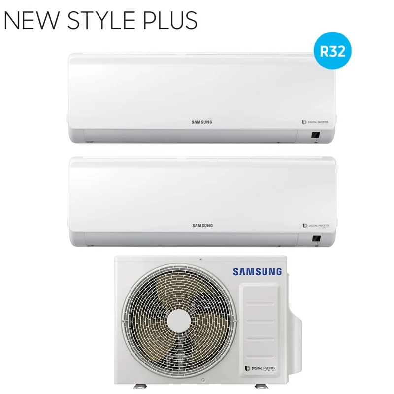 Climatizzatore Condizionatore Samsung Dual Split Inverter serie NEW STYLE PLUS 7+9 con AJ050NCJ R-32 7000+9000