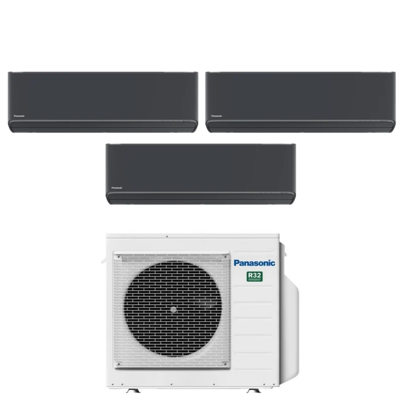 Condizionatore Trial Split Panasonic Etherea Dark 7+7+7 con CU-3Z52TBE R-32 Wi-Fi Integrato