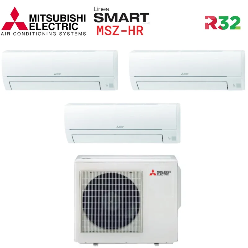 Condizionatore Trial Split Mitsubishi Electric Smart Hr 9000+12000+12000 con MXZ-3HA50VF Wi-Fi Optional R-32