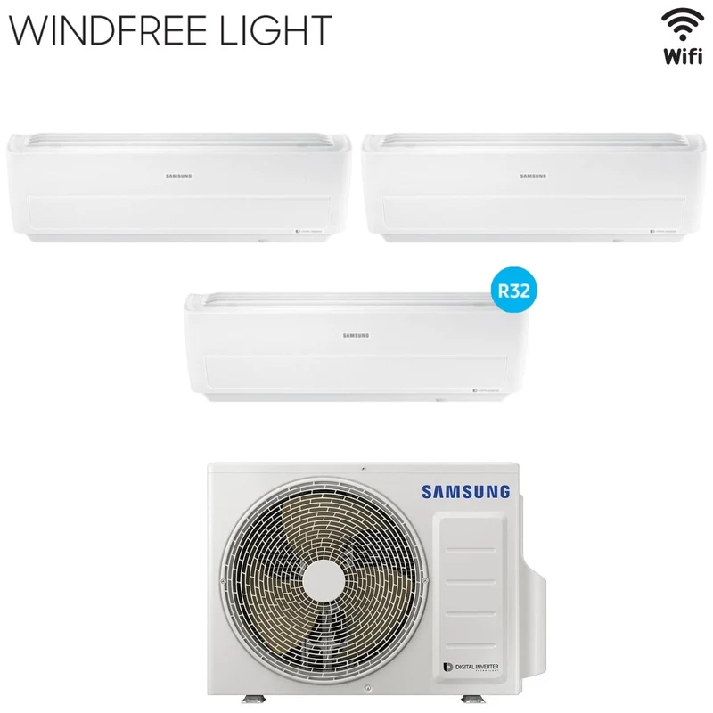 Climatizzatore Condizionatore Samsung Trial Split Inverter serie WINDFREE LIGHT 9+9+9 con AJ052RCJ R-32 Wi-Fi Integrato 9000+9000+9000