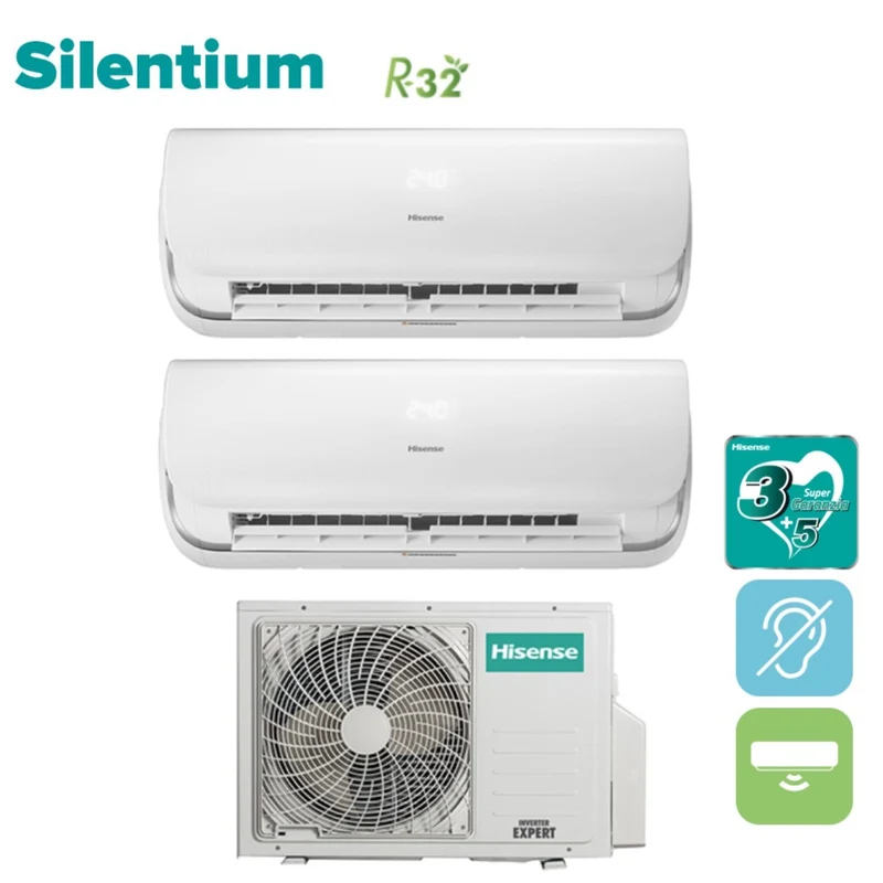 Climatizzatore Condizionatore Hisense Dual Split Inverter serie SILENTIUM 9+9 con 2AMW42U4RGC R-32 Wi-Fi Integrato 9000+9000