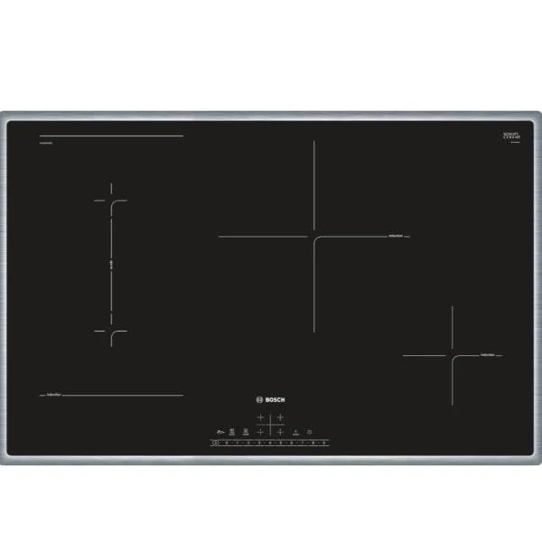 Piano Cottura A Induzione Bosch PVS845FB5E Serie 6 4 Fuochi (L79,5xP51,7) Vetroceramica Nero Cornice in acciaio