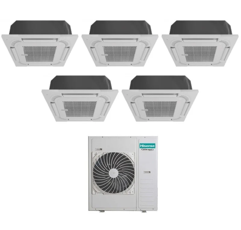 Climatizzatore Condizionatore Hisense Penta Split a Cassetta 9+9+9+9+18 con 5AMW125U4RTA R-32 9000+9000+9000+9000+18000 Con Telecomando di Serie e Pannello Incluso