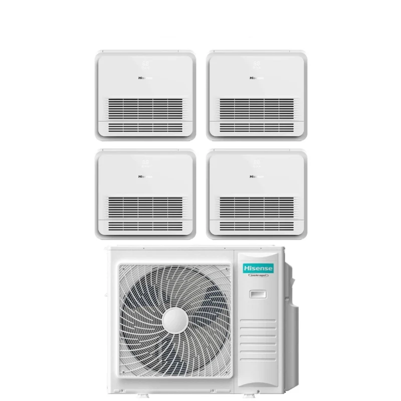 Climatizzatore Condizionatore Hisense Quadri Split Console 9+9+9+12 con 5AMW105U4RQC R-32 Wi-Fi Optional con Telecomando di serie 9000+9000+9000+12000