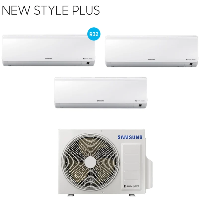 Climatizzatore Condizionatore Samsung Trial Split Inverter serie NEW STYLE PLUS 12+12+12 con AJ068RCJ R-32 12000+12000+12000 - Novità