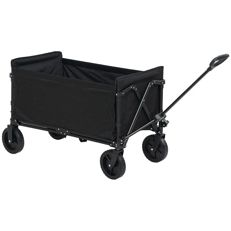 Carrello da Giardino 90x48x62 cm da 120L Pieghevole in Acciaio e Poliestere Nero