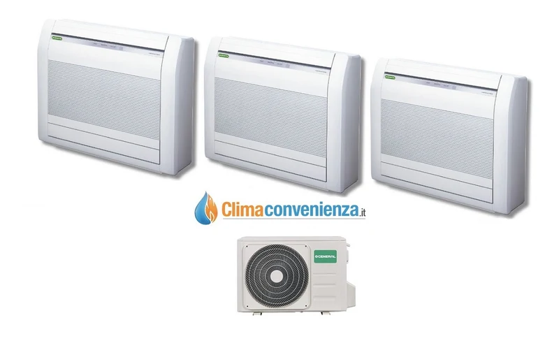Climatizzatore Condizionatore Trial Split Inverter Pavimento Fujitsu General Serie LVCA 9000+9000+12000 con AOHG24LAT3 9+9+12 btu