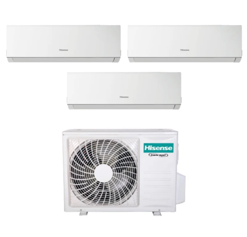Climatizzatore Condizionatore Hisense Trial Split Inverter Serie NEW COMFORT 12+12+12 con 3AMW72U4RFA R-32 Wi-Fi Optional 12000+12000+12000 - New