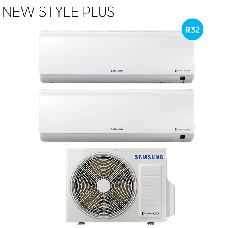 Climatizzatore Condizionatore Samsung Dual Split Inverter serie NEW STYLE PLUS 9+9 con AJ040NCJ R-32 9000+9000
