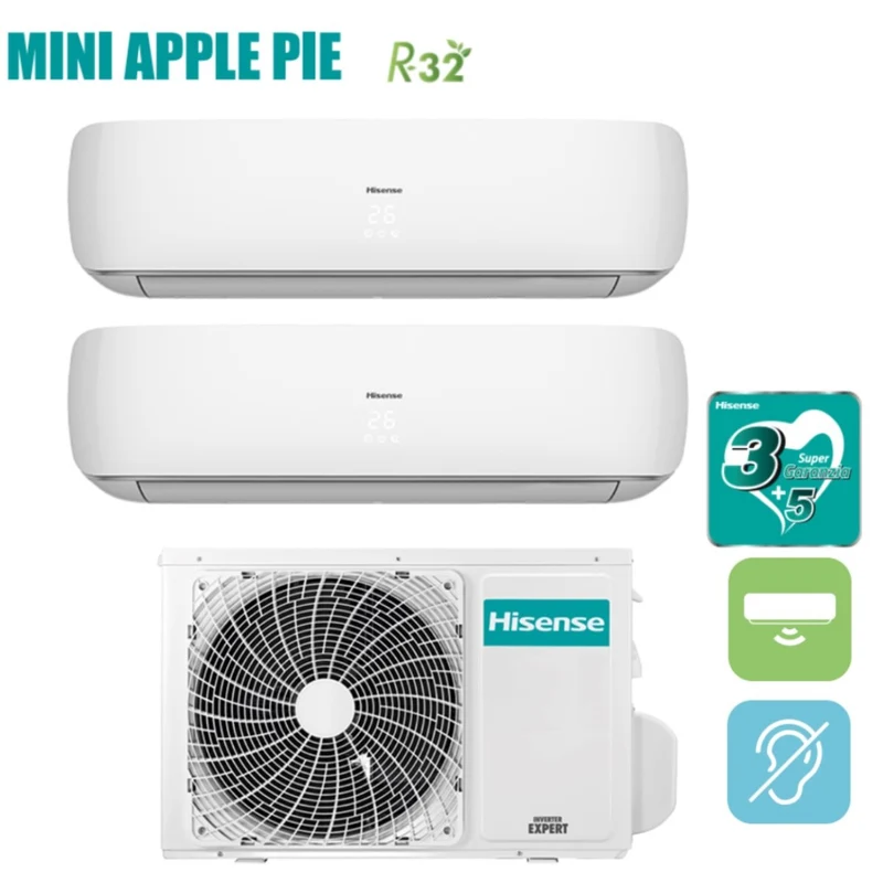 Climatizzatore Condizionatore Hisense Dual Split Inverter serie MINI APPLE PIE 9+9 con 2AMW50U4RXA R-32 Wi-Fi Optional 9000+9000
