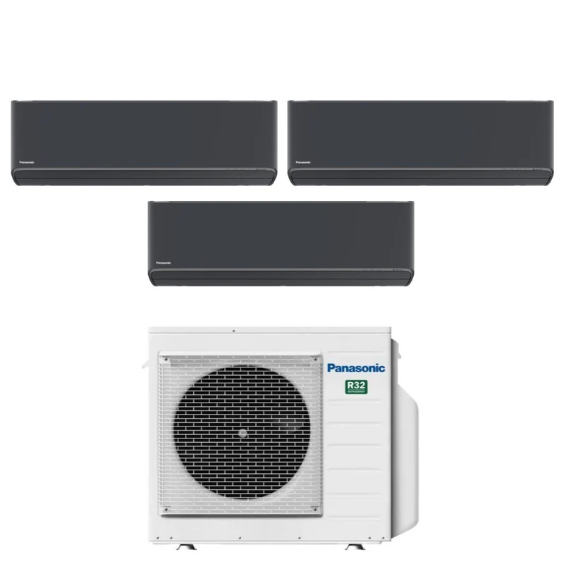 Condizionatore Trial Split Panasonic Etherea Dark 9+9+9 con CU-3Z68TBE R-32 Wi-Fi Integrato