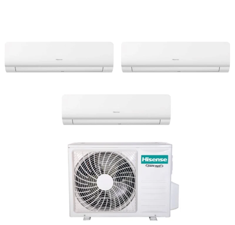 Climatizzatore Condizionatore Hisense Trial Split Inverter serie NEW ENERGY 9+9+12 con 3AMW52U4RJA R-32 Wi-Fi Integrato 9000+9000+12000