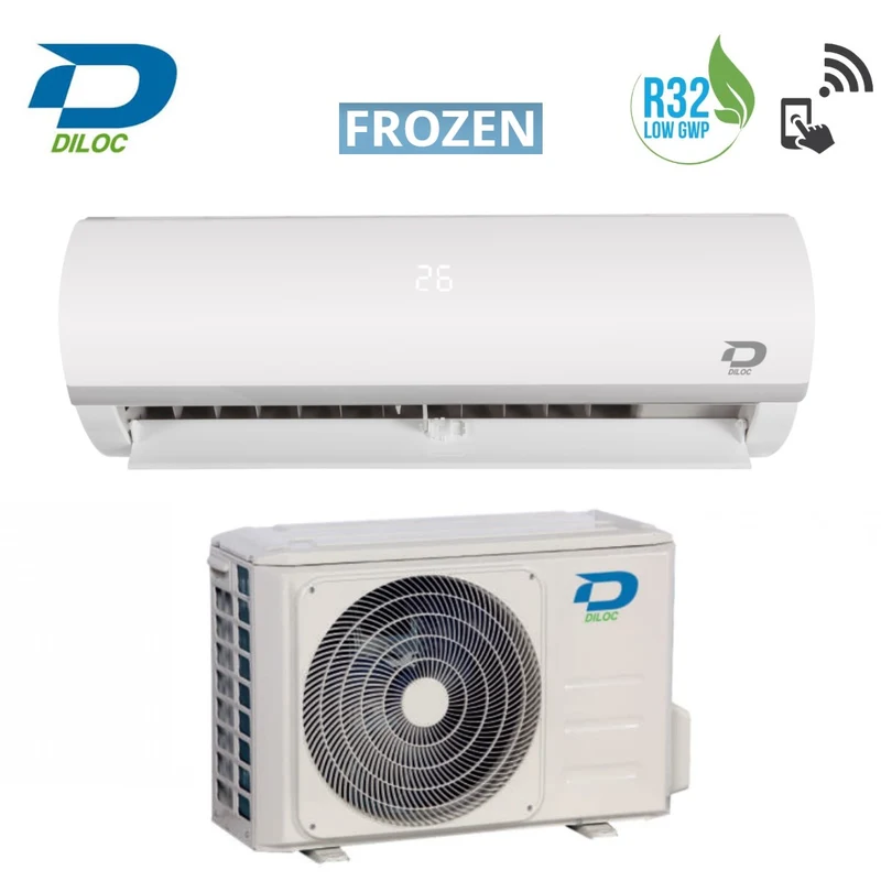 Climatizzatore Condizionatore Diloc Inverter serie FROZEN 18000 Btu D.FROZEN118 R-32 Wi-Fi Optional Classe A++