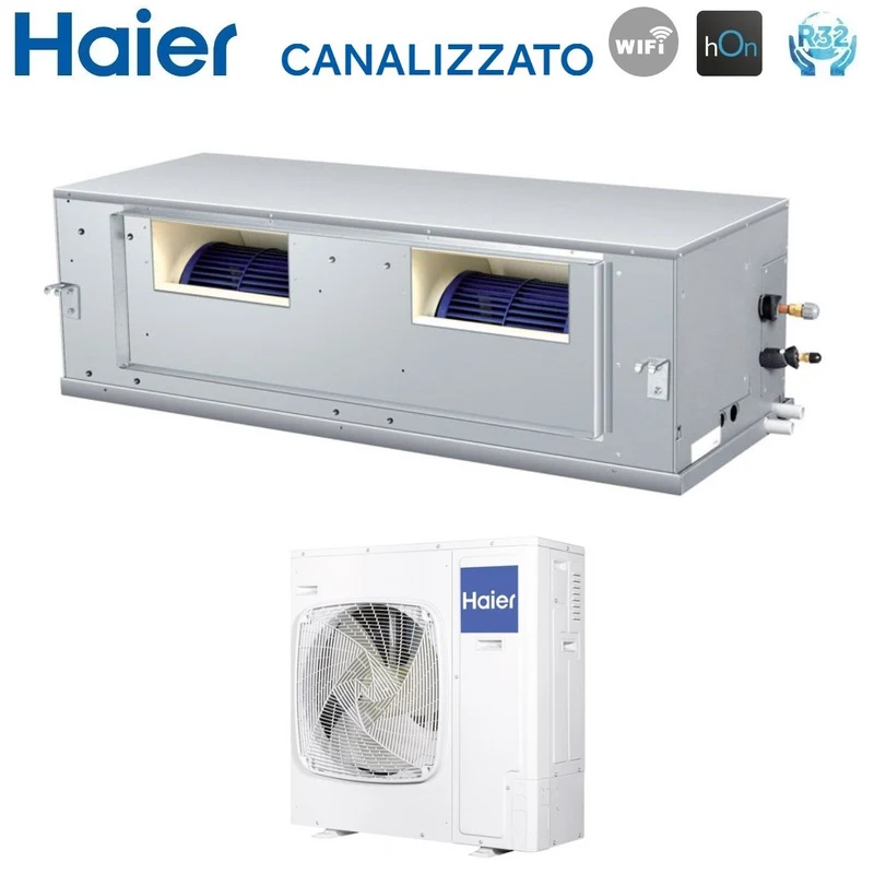 Climatizzatore Condizionatore Haier Inverter Canalizzato Canalizzabile Alta Prevalenza 48000 Btu ADH140H1ERG Monofase R-32 Wi-Fi Optional Telecomando Infrarossi Haier YR-HRS01 + Ricevente RE-02