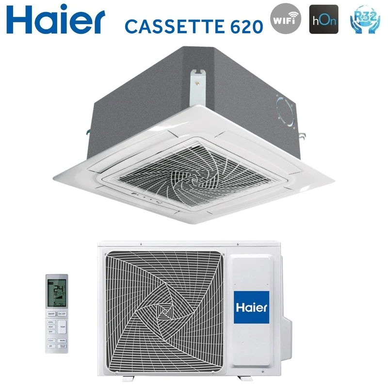 Climatizzatore Condizionatore Haier Cassetta 90x90 Round Flow 24000 Btu AB71S2SG1FA(HS) R-32 Wi-Fi Optional con Pannello Sensor e Telecomando Incluso Comando a filo Haier YR-E16B