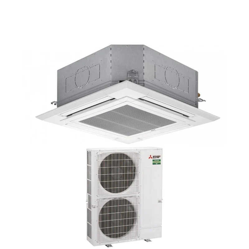 Climatizzatore Condizionatore Mitsubishi Electric Cassetta 90x90 a 4 Vie 34000 Btu PLA-M100EA + PUZ-M100YKA Trifase R-32 Wi-Fi Optional con Griglia Inclusa